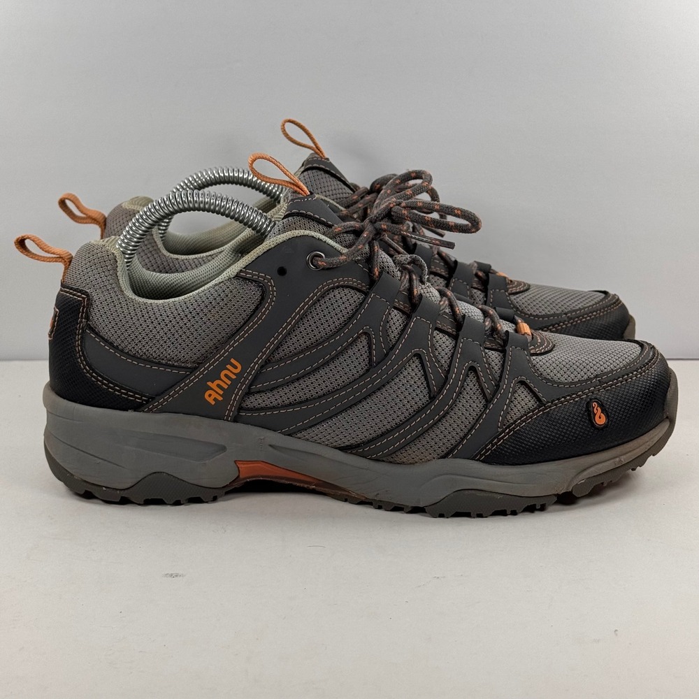 Ahnu AF2585MEGY Womens 9.5 Hiking Shoes Gray Orange Low Top Trail Sneakers